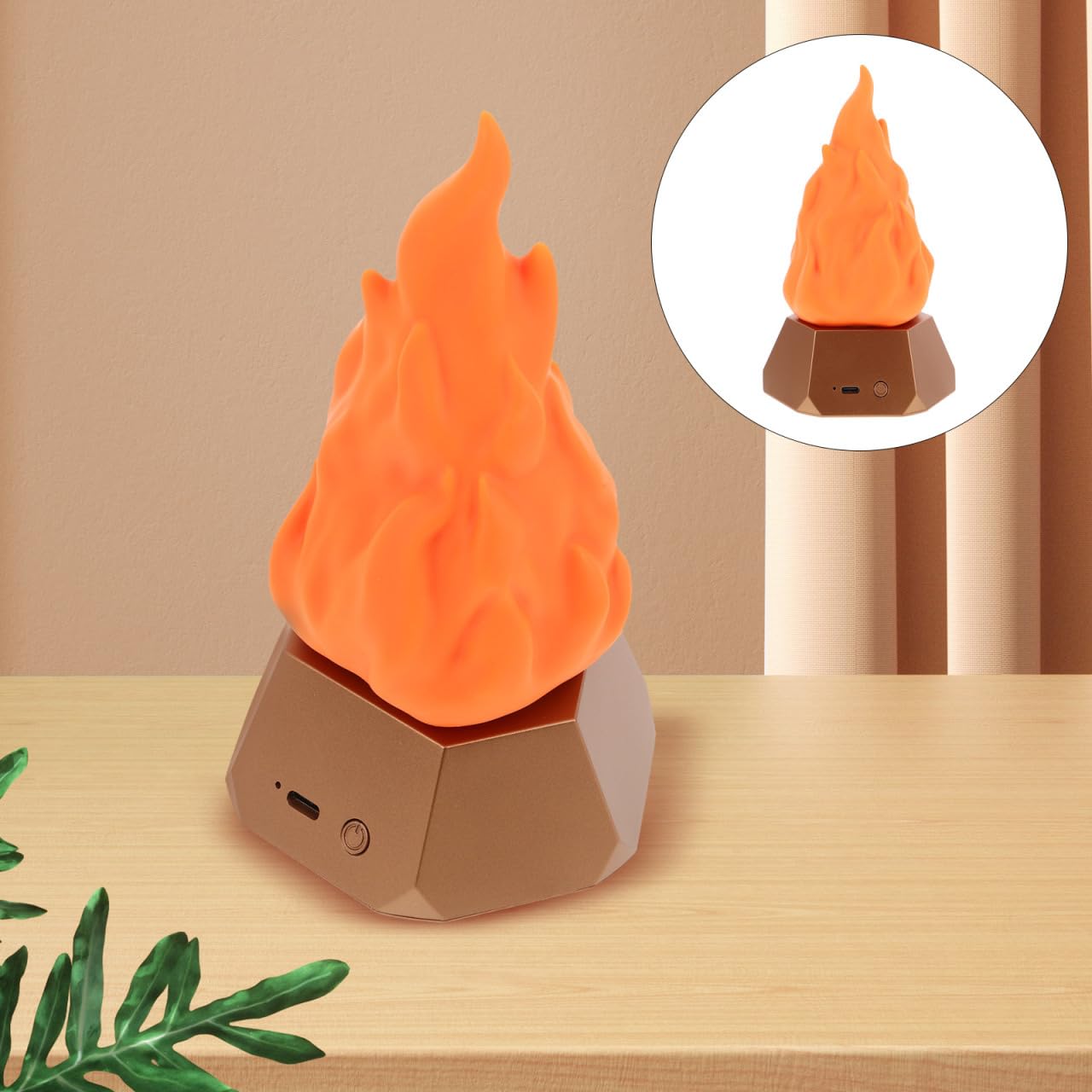 Operitacx Lámpara De Fuego Falsa Recargable Usb Con Efecto Llama Led Ajustable Modos Luz Nocturna Para Decoración Exterior Camping y Terraza