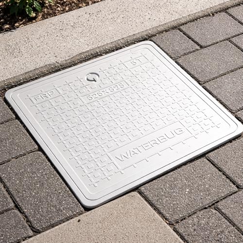 Image of LUXART 21x21 Inch Square Manhole Cover | Heavy Duty 5 Ton Capacity Lightweight FRP Chamber Lid | Weatherproof and Heat Resistant Cover for Water Tanks, Sumps, and Drainage Systems