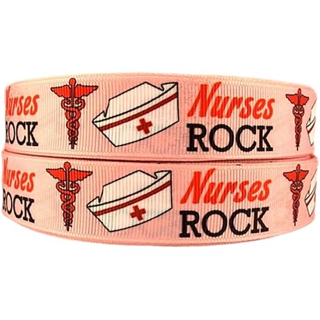 Nurses Rock 1" Wide Repeat Ribbon Sold in Yards - USA Seller