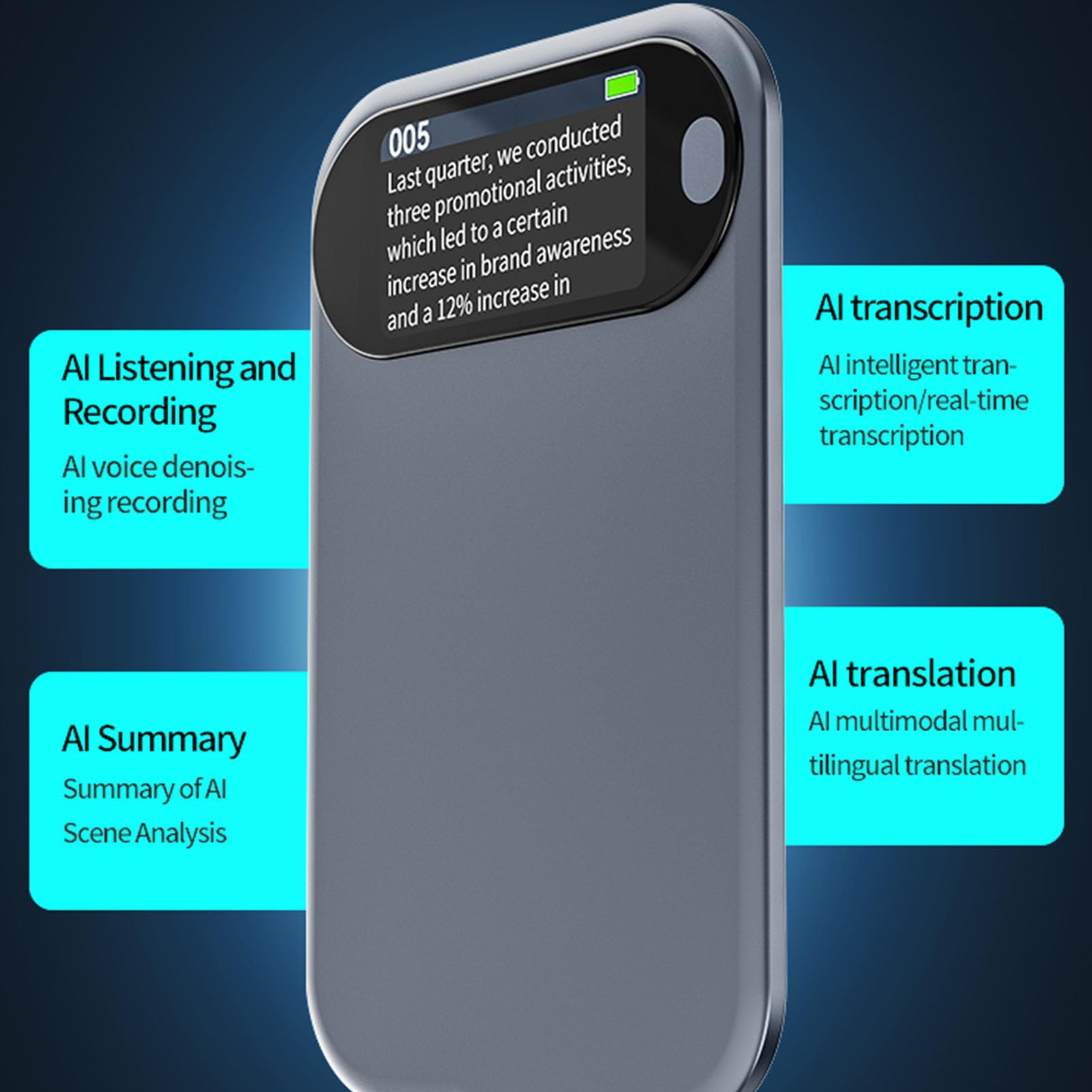 Diyeeni Grabadora de Voz AI 256 Idiomas Traducción en Tiempo Real (8GB)