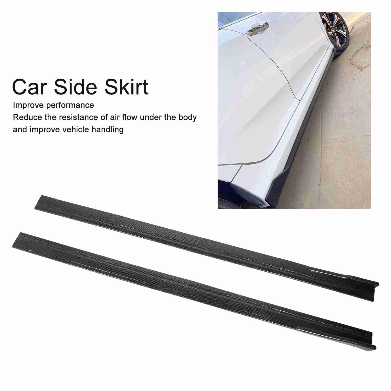 Faldón Lateral del Coche, Patrón de Fibra de Carbono ABS de 218 Cm, Reemplazo Universal para, con Acabado Negro Brillante para Protección y Estilo del Vehículo