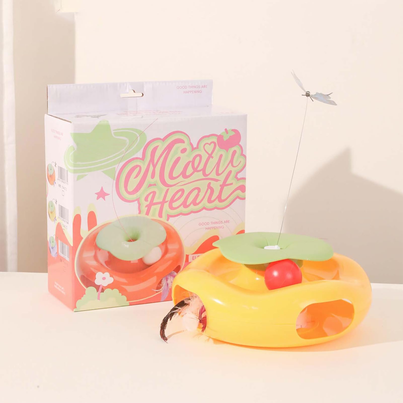 Teaser automático para Gatos | Teaser eléctrico para Gatos de Interior, Accesorios de Ejercicio, Suministros de Entretenimiento Coloridos para Mascotas, para Sala de Estar, Parque, balcón, Patio