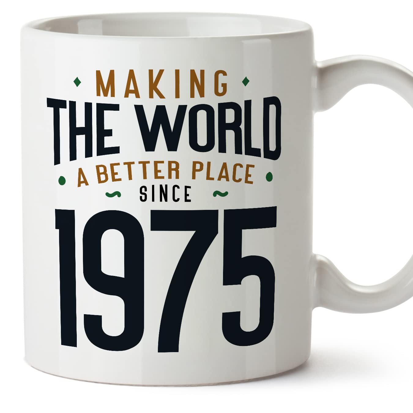 MUGFFINS 1975 Birthday Mug - in English - Making the World a Better Place - Funny Anniversary Present - 11 oz — image 1