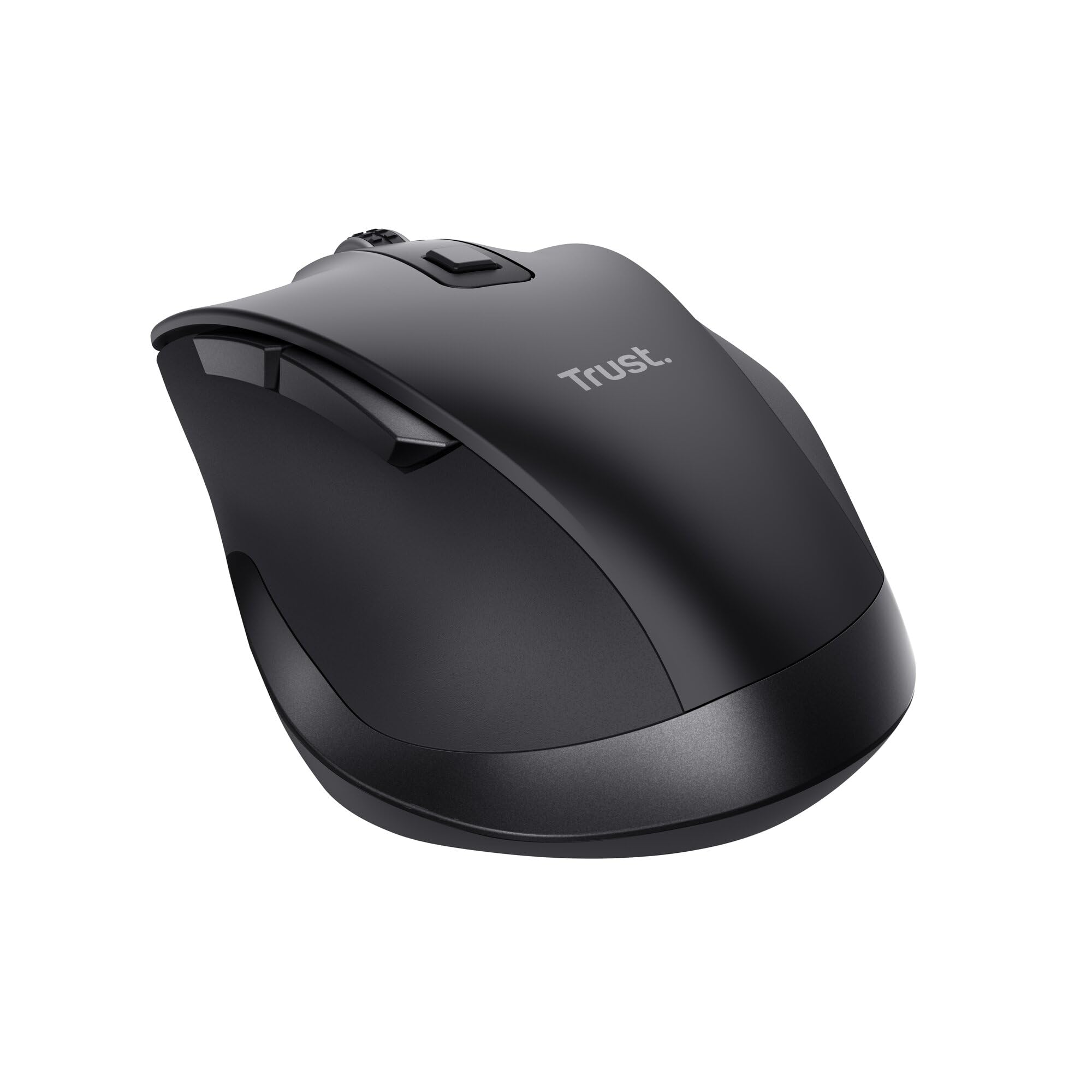 Trust Fyda Mouse Wireless Ricaricabile, Design Sostenibile, 800-2400 DPI, 6 Pulsanti, 2,4 GHz, Ricevitore USB, Mouse Ergonomico senza Filo per Laptop, PC, Computer, Macbook, Ufficio - Nero