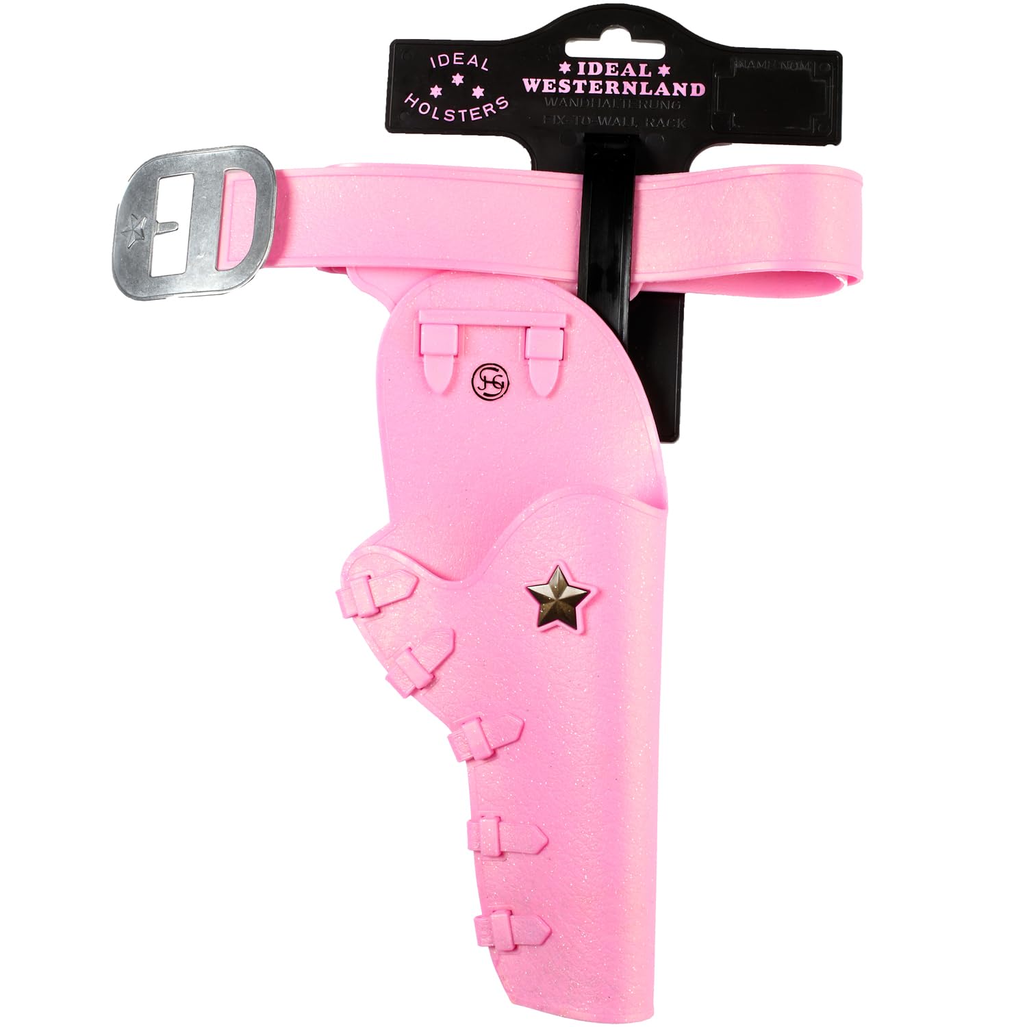 Pride Western Set de pistola de cadete rosa 912 con esposas y cinturón con funda, incluye 1200 disparos, munición, accesorios para disfraces, carnaval, fiesta temática