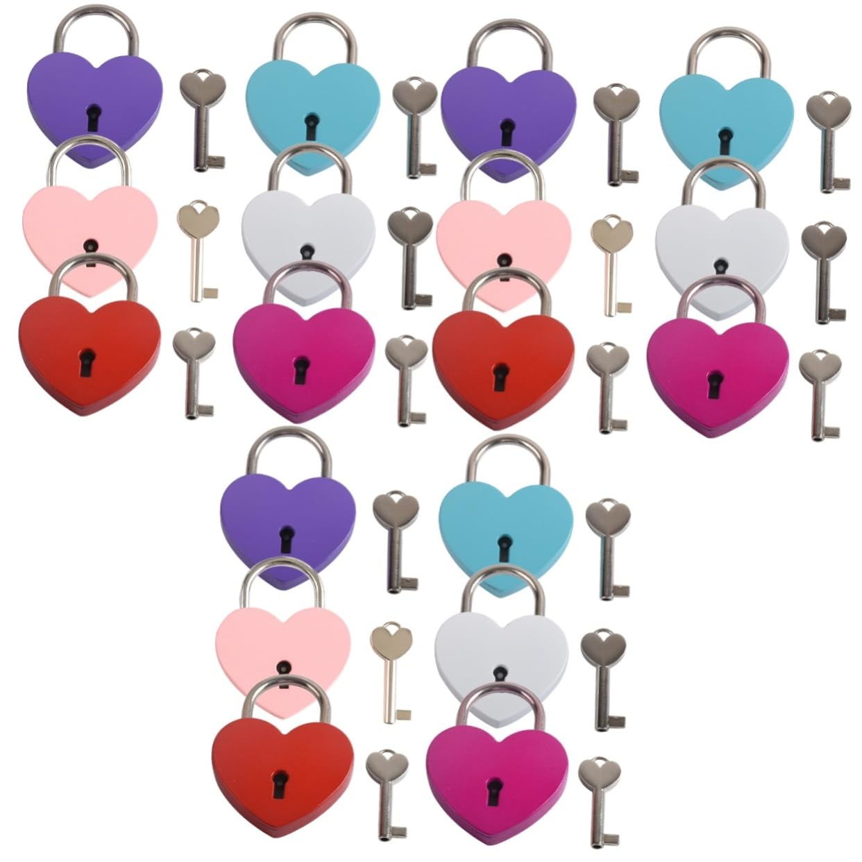Lurrose 3 Set Coppia Lucchetto Forma Lucchetti Carino Mini Cuore Blocchi Di Sacchetti Serrature Per Valigie Con Chiavi Lucchetto Dell'armadietto Metallo 6 Pezzi*3