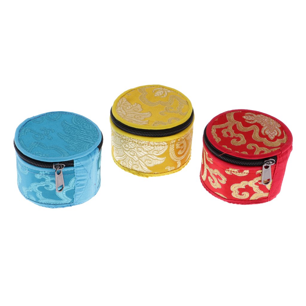 NYLSA Tibetan Singing Bowl Parts Accessories Handmade Cloth Storage Box Case Bag for Buddhism Dharma Gift 12x8.6cm