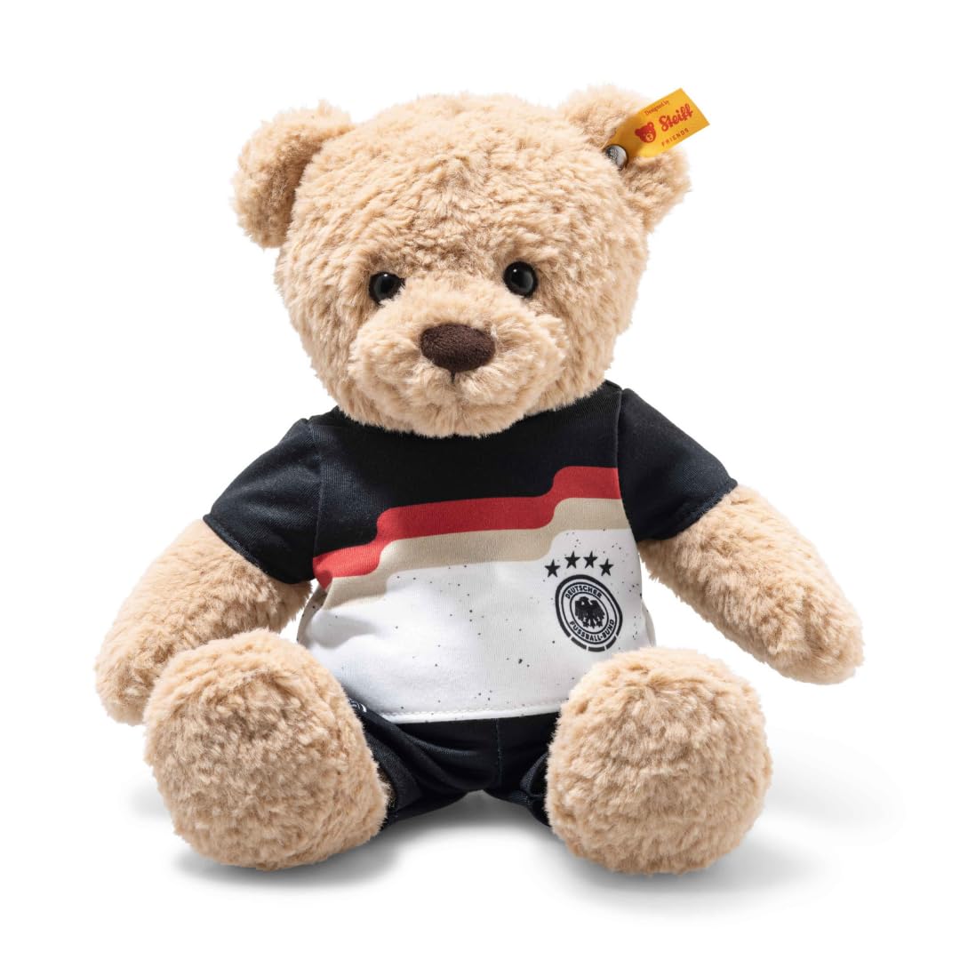 Steiff Kuscheltier Ben Teddybär DFB-Edition, Süßes Fußball Stofftier im Deutschland-Trikot, Kinder, Jungen & Mädchen, Friends, 30 cm, Beige, 988851