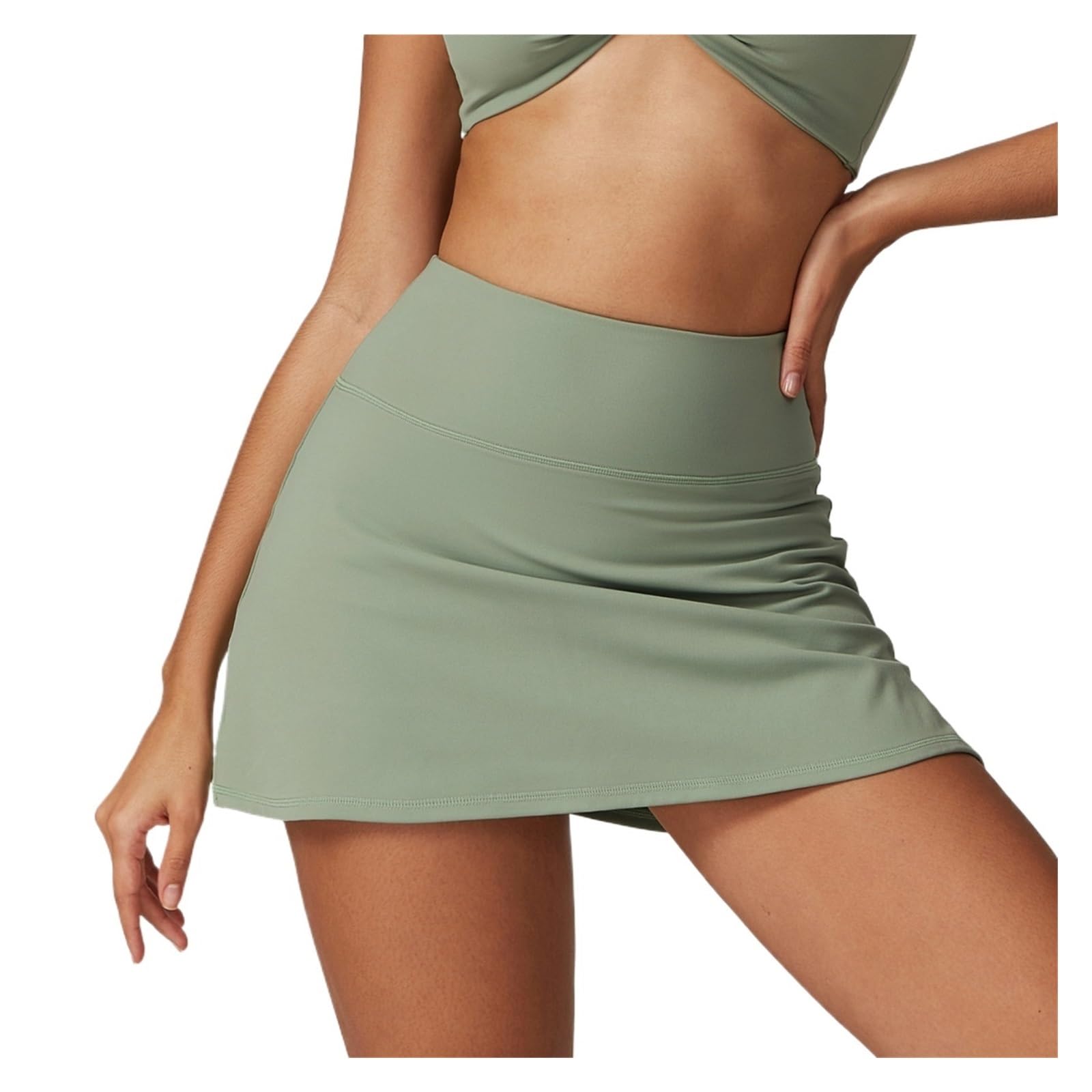 Yoga Pantaloncini Gonne da tennis estive da donna, pantaloncini da golf, pantaloni sportivi da fitness, pantaloncini da yoga a vita alta, pantaloncini da corsa, abbigliamento da palestra(Green,XL)