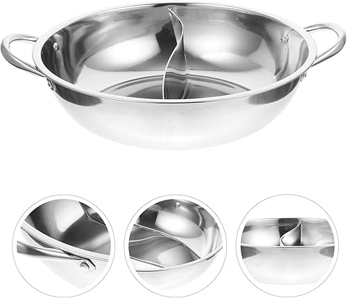 Miniatura 4 de DOITOOL Olla caliente con divisor de acero inoxidable de dos sabores chino Shabu Shabu olla caliente para estufa de gas de inducción eléctrica