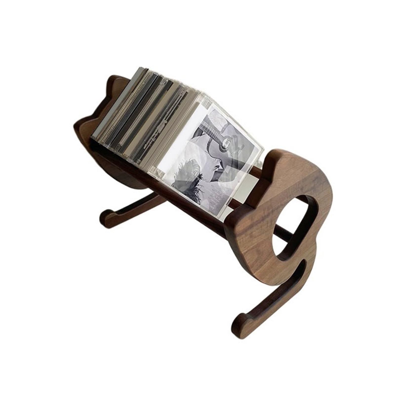 B3F7M4R9J2 CD stand CD Albums Storage Rack Open Wooden Display Shelf for Home Office