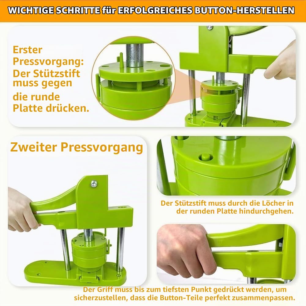 RATSTONE Buttonmaschine, Pin Maker, 32mm, 401 Teile, Grün, Kunststoff