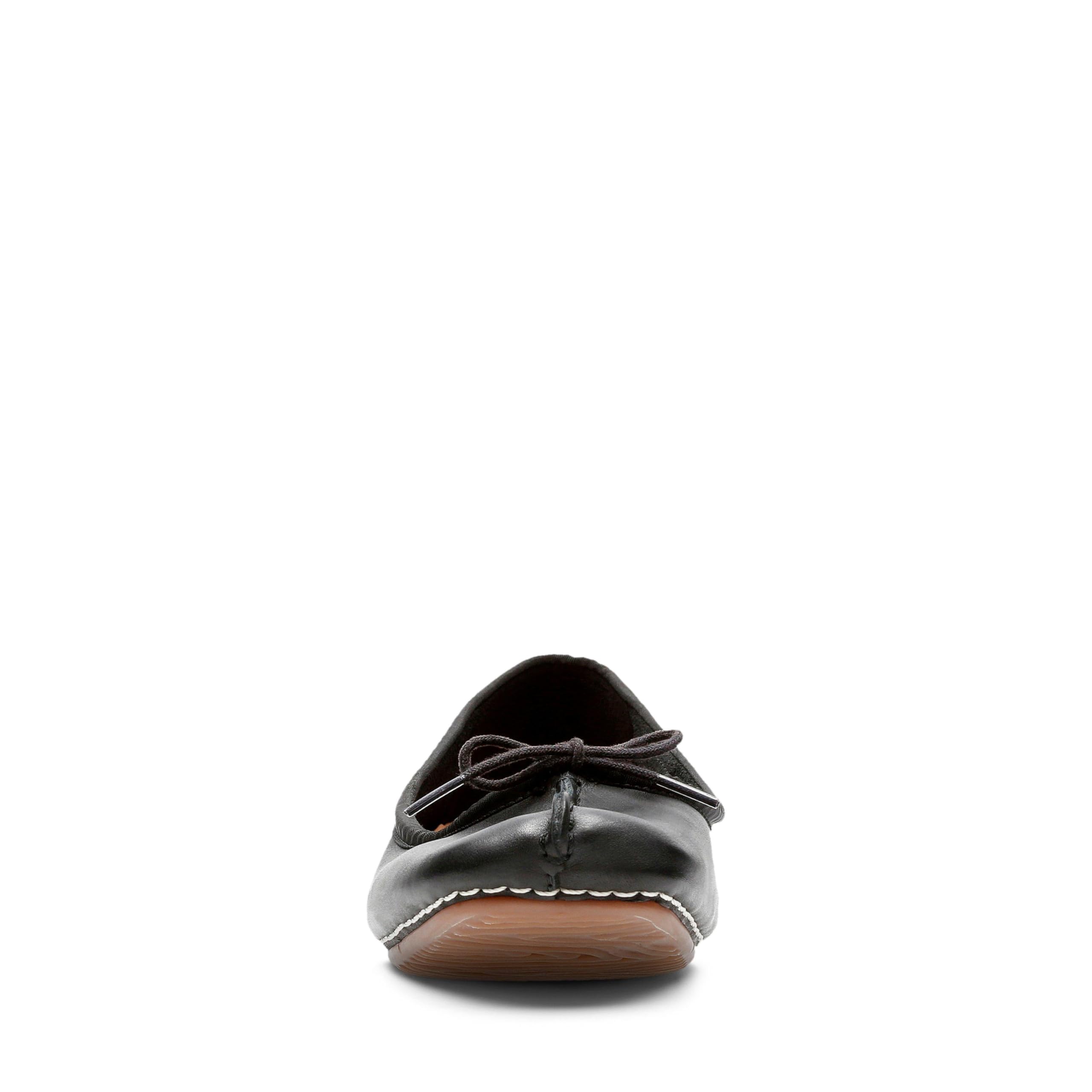 Clarks Freckle Ice Black Leather Ballerinas mit atmungsaktiver Lederdecksohle