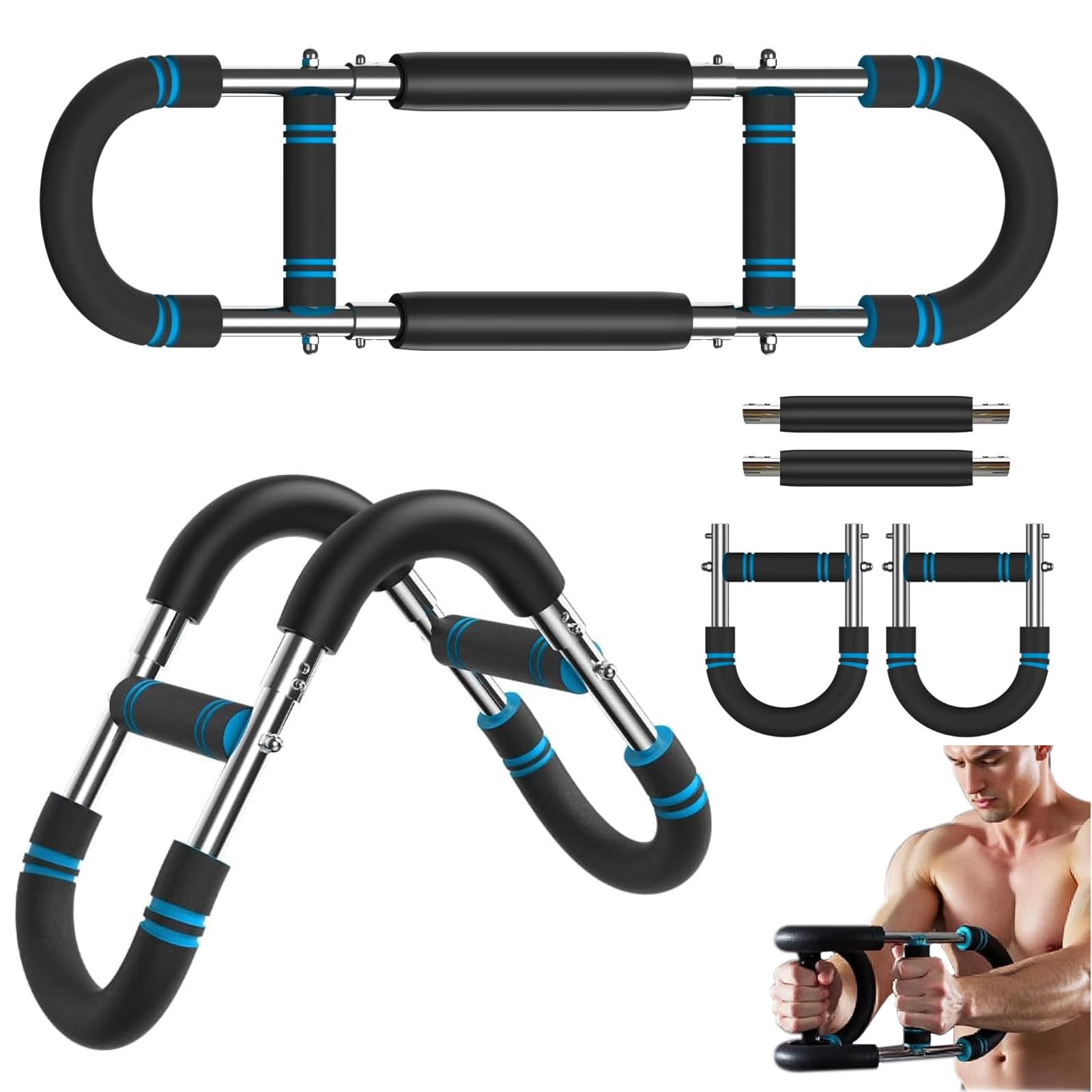 Twister - Attrezzo da allenamento per braccia da uomo, regolabile per torace, attrezzo per allenamento a forma di U, resistenza a molla portatile per fitness a casa (kit da 27,2 a 49,9 kg)