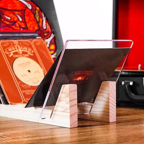 Miniatura 33 de Estante para guardar discos de vinilo Kaiu Vinyl Record Storage, soporte de madera maciza con acrilico transparente, diseño de primera calidad