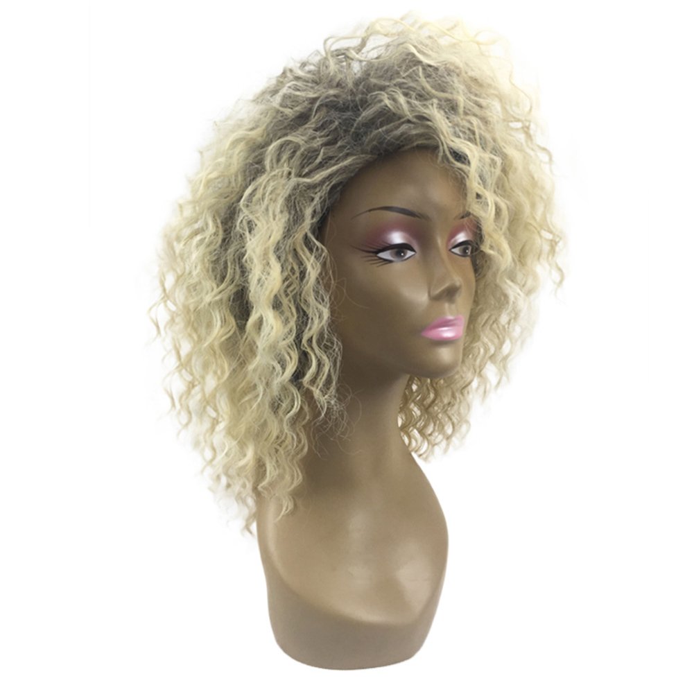 Perruque Synthétique Blonde Courte Afro à Frange – Monofilament, Résistante à La Chaleur, Neuve