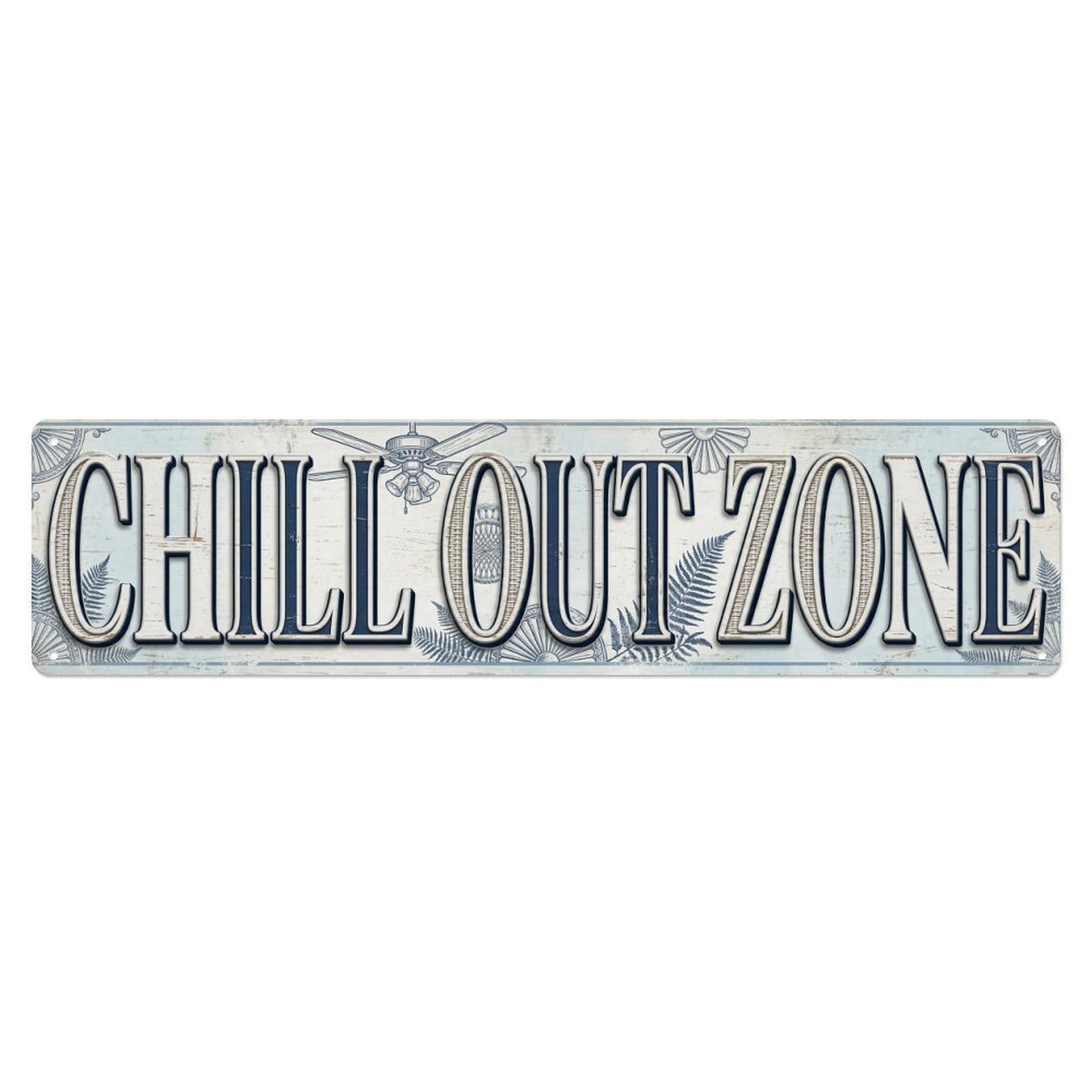 Chill Out Zone Aged Veranda Vintage Metal Tin Sign Wall Decor for Cafe, Club, Garden Metal Poster 4x16Inch