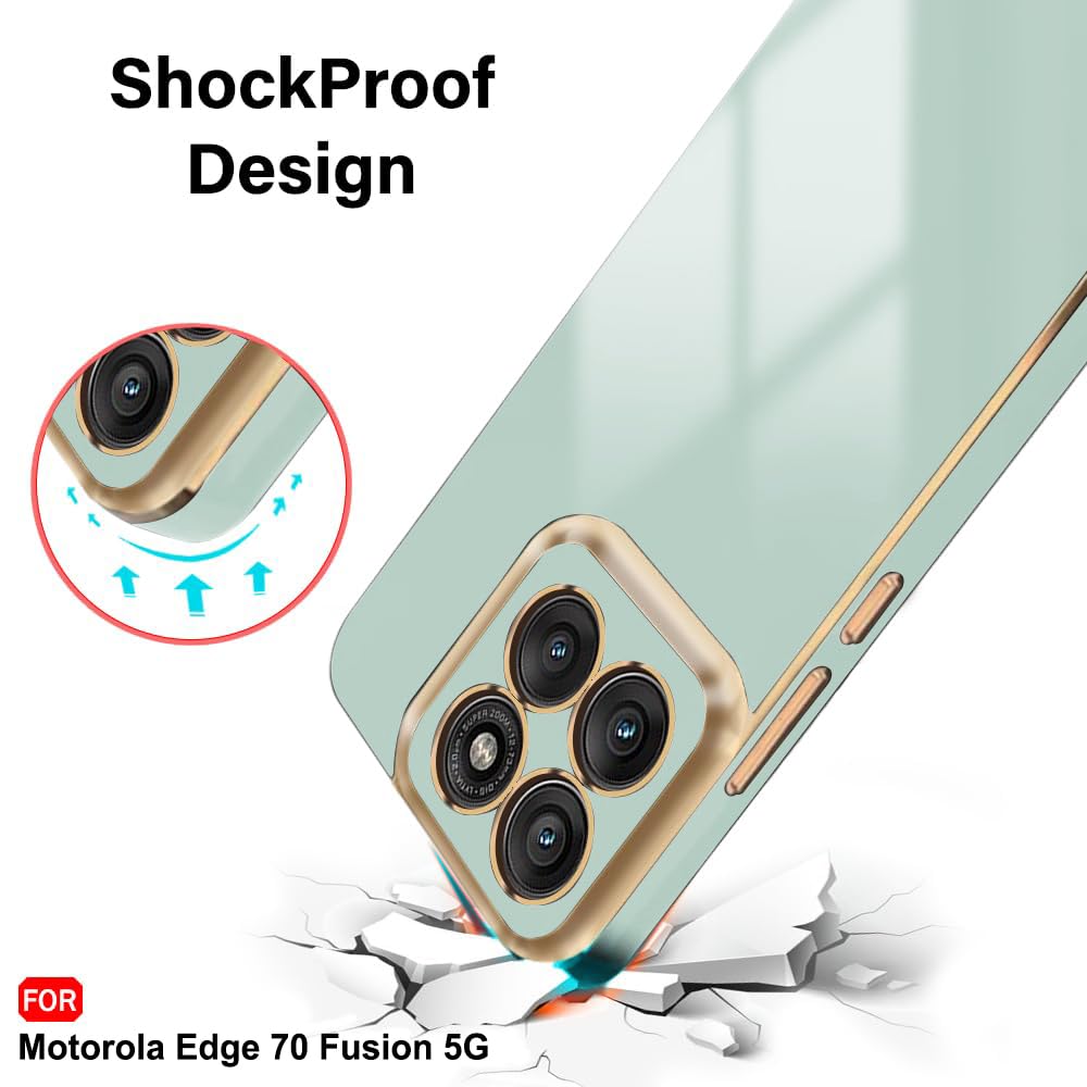 TheGiftKart Luxurious Golden-Plated Back Cover Case for Motorola Moto Edge 70 Fusion 5G | Raised Lips for Camera & Screen Protection | Shockproof Design | Stylish Back Cover Case (TPU, Green) — Amazon image 4