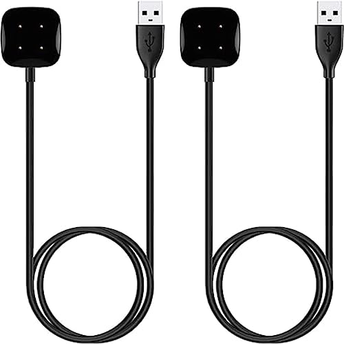 Auczh 2 Pack 3.3ft Charger Compatible with Fitbit Sense, Replacement USB Charging Cable Cord Stand for Fitbit Versa 3 Fitbit Versa 4 Fitbit