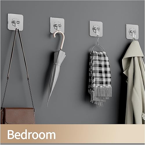 Miniatura 7 de 27 ganchos adhesivos para colgar ganchos resistentes de 22 libras para paredes, sin daños, impermeables, para el hogar, baño, cocina, gancho