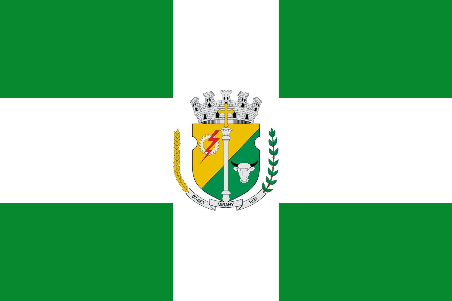 Drapeau de Miraí officiel grand format de la municipalité de Minas Gerais pour mât extérieur