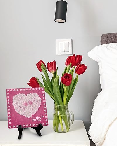 Miniatura 6 de Mother's Day Ceramic Plaque Table Decorations Sign, Pink Love Heart Flower Rose Lace Desk Decor Sign - Memorial Gifts for Home Office Party