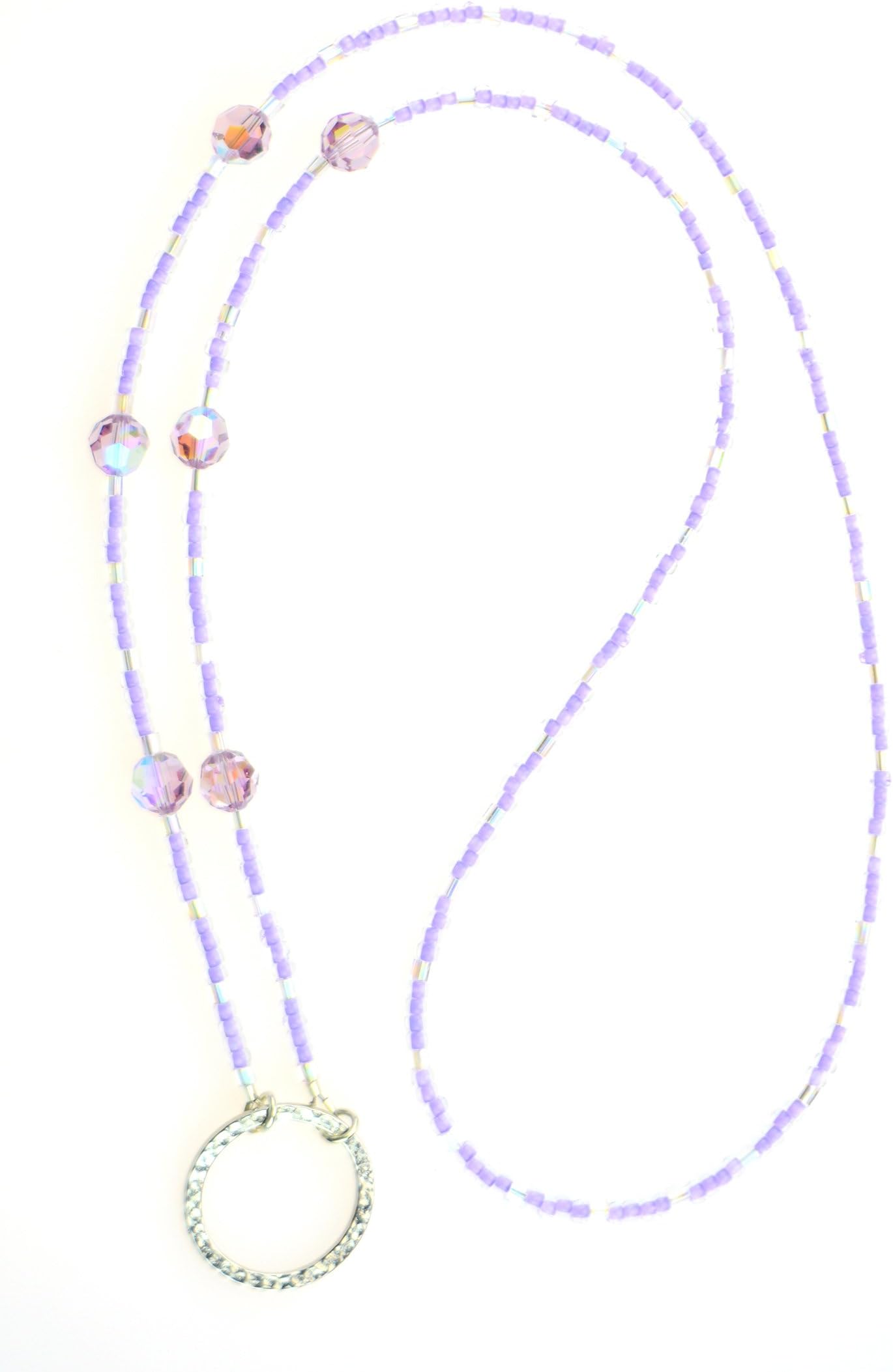 African Violet Unique Beaded Eyeglass Holder with Swarovski Crystal accents