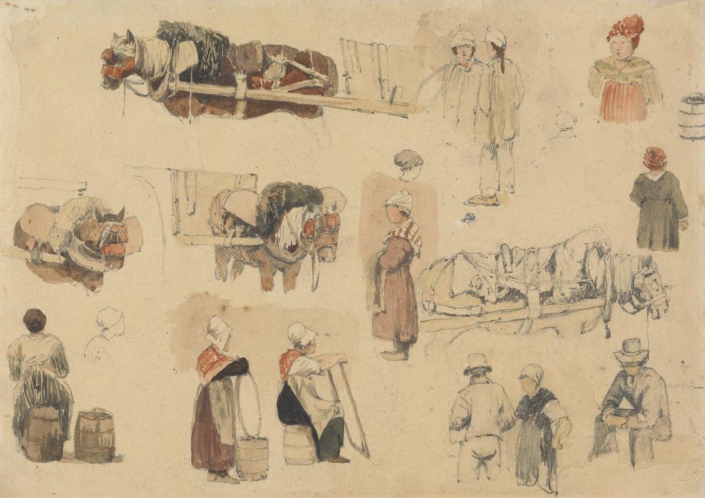 Bocetos de caballos Samuel Prout carteles retro para tapar imperfecciones de pared