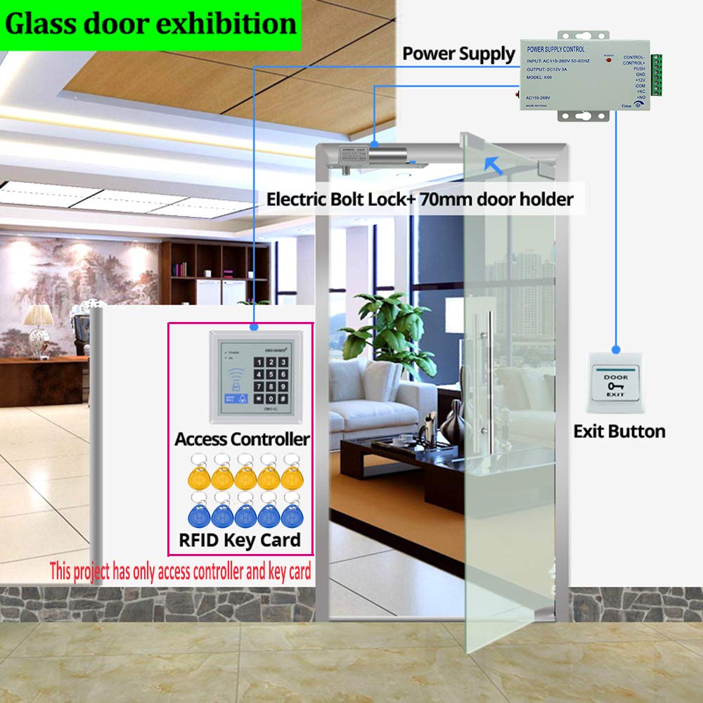 YAVIS RFID Control de Acceso Teclado Lector de Tarjetas 125 Khz Puerta Sistema de Control de Acceso hogar/Apartment + 10 TK4100 Teclas Support 500 User