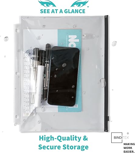 Miniatura 5 de Binditek Paquete de 40 bolsillos de plástico con cremallera, carpetas perforadas de 3 agujeros para carpeta de 3 anillas, PVC transparente con
