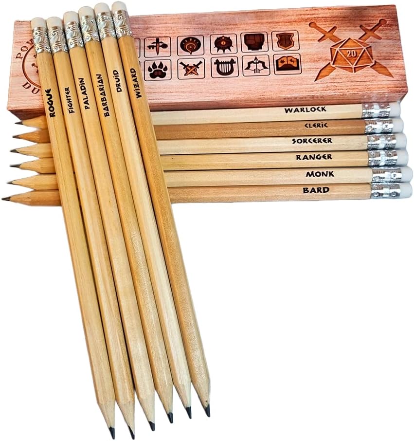 Power Beast Dungeon 12 Character Class Pencils for Dungeons and Dragons, D&D, Dungeon Master Gift, DND, D&D 5e, Pathfinder, Role Playing Games.