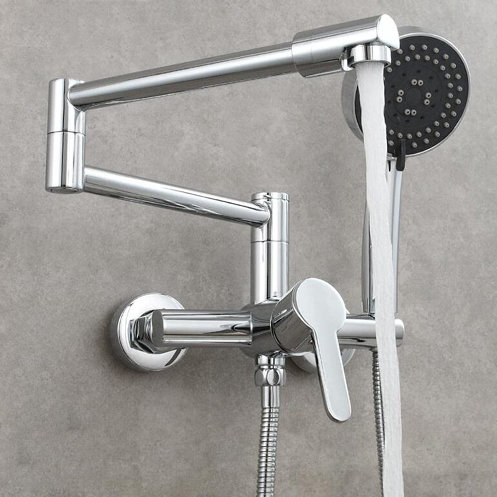 Robinet de douche noir et chrome mural pour baignoire moderne et design