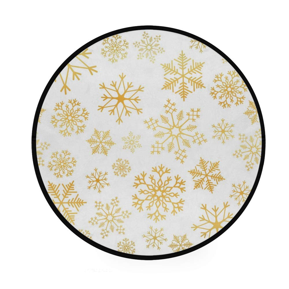 Paillasson rond flocon de neige doré chic et antidérapant pour salon