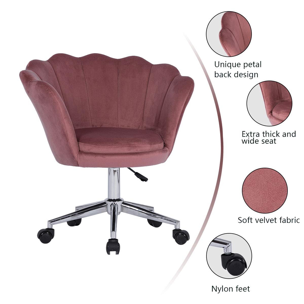 Buy Farelves Velvet Desk Chair Swivel Computer Chair for Home