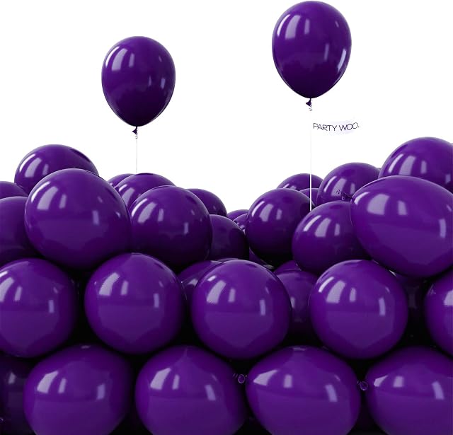 PartyWoo Purple Balloons, 100 pcs 5 Inch Royal Purple Balloons, Latex Balloons for Balloon Garland Arch as Party Decorations, Birthday Decorations, Wedding Decorations, Baby Shower Decorations