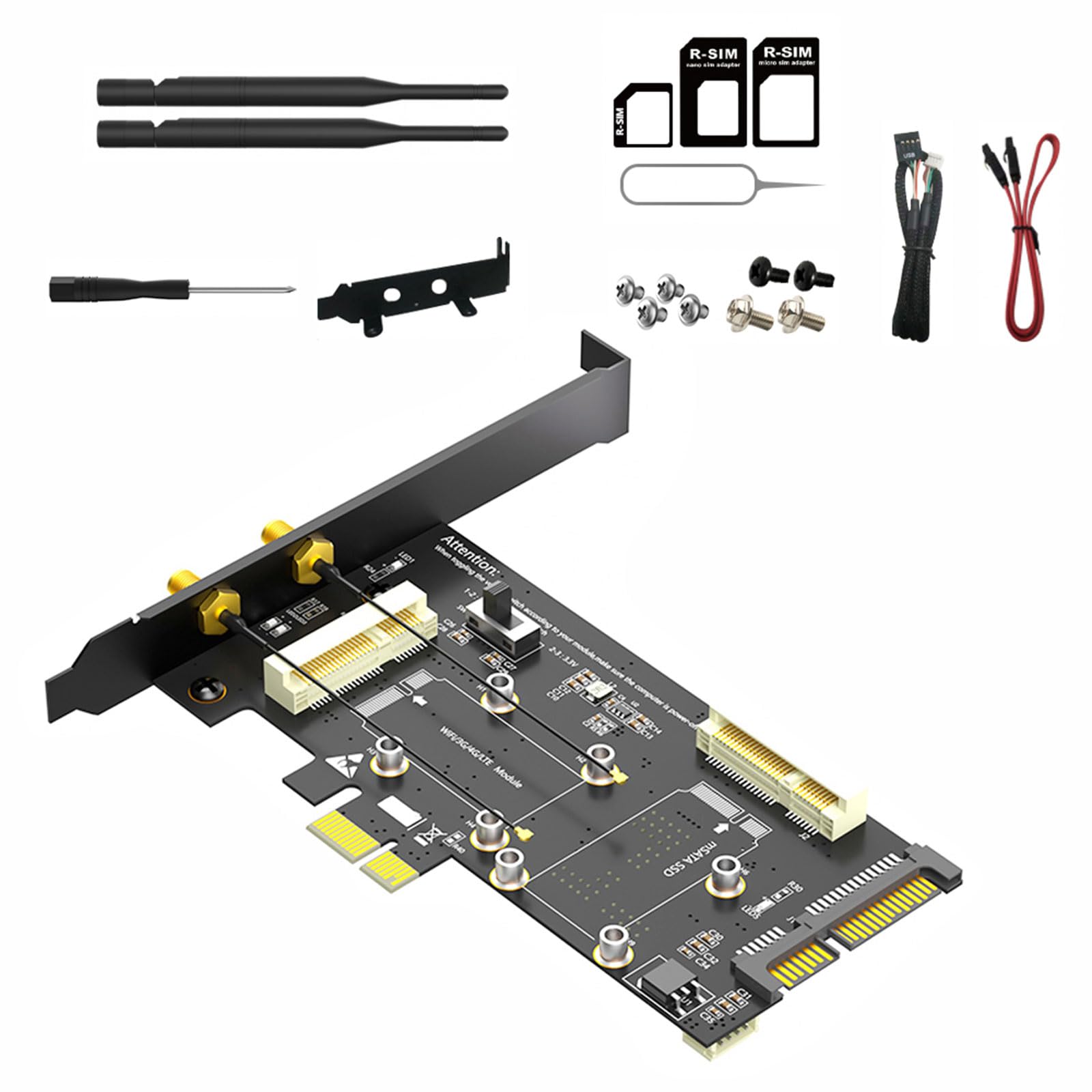 Carte adaptateur mSATA et SATA3 vers PCI Express 1x pour PC fixe - 8