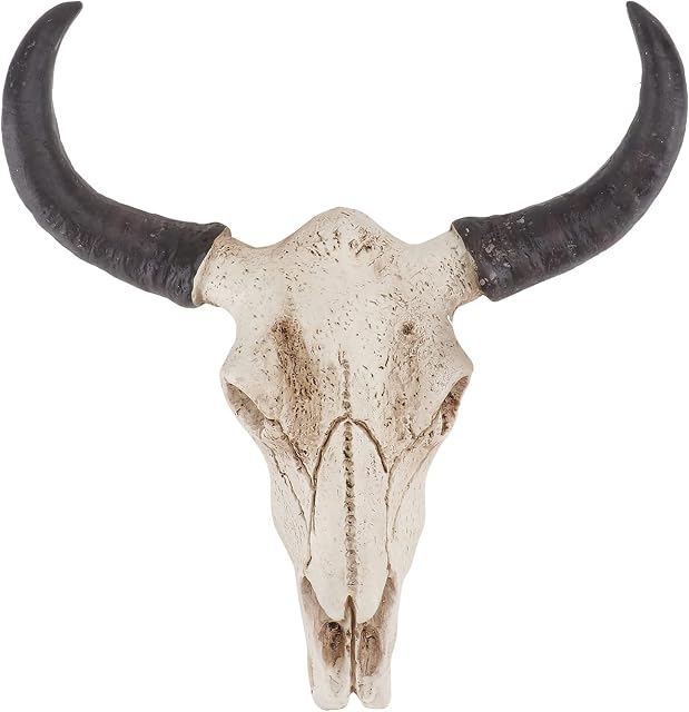 Wakauto 1PCS Skull Wall Hanging Long Horn Cow Skull Creative Resin Animal Art Crafts Ornaments for Decorating Home Wall