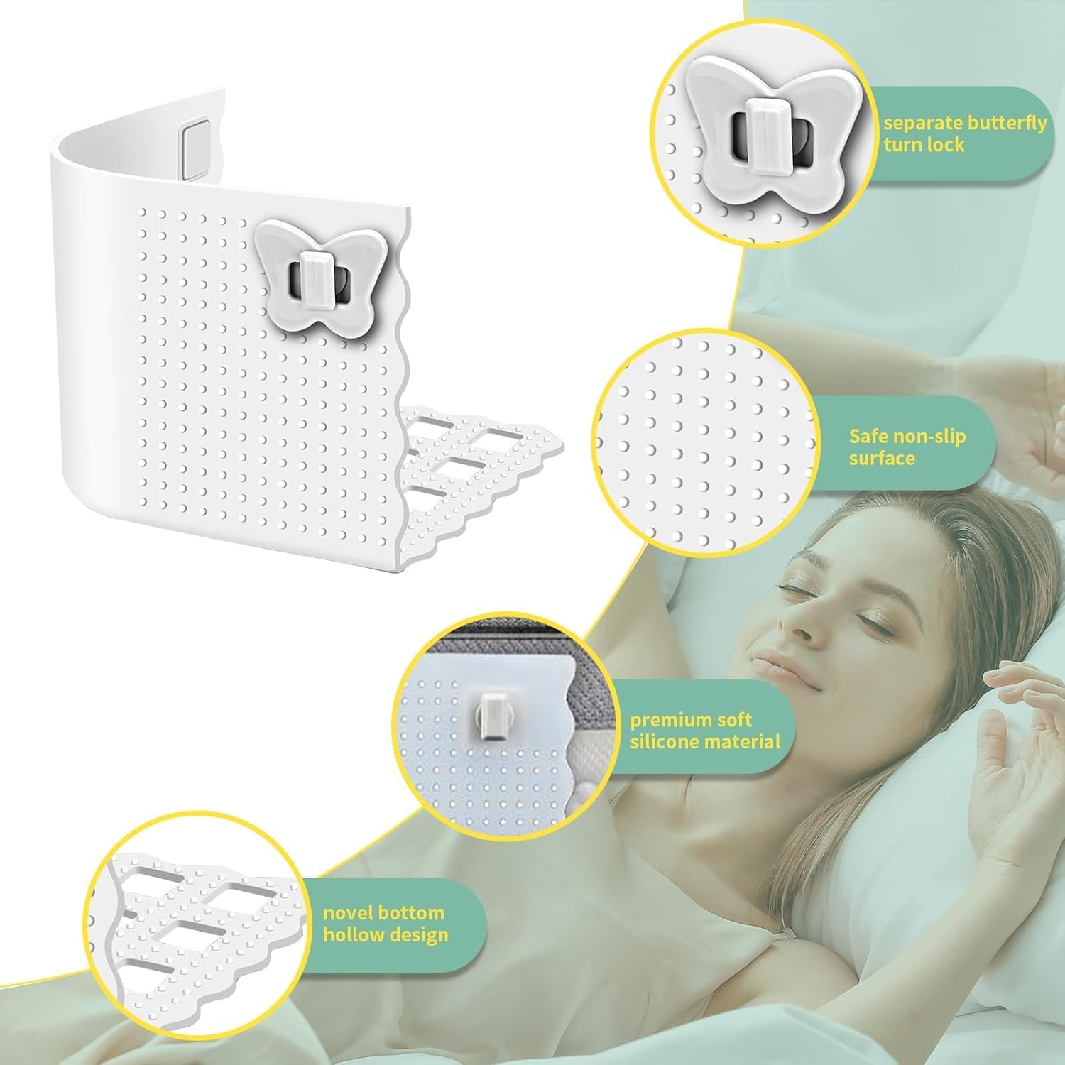 Butterfly Lock Bed Sheet Holders with Anti-Slip Pads for Corners, 4Pcs Secure Bed Sheets Firmly in Place, Heavy Duty Bed Sheet Holder for No More Loose Sheets, Easy Installation for All Mattress
