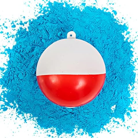 Gender Reveal Fishing Ball | Blue Powder | Exploding Powder Red and White Fishing Bobber Lure | Gender Reveal Party Ideas | Ultimate Party Supplies Cover