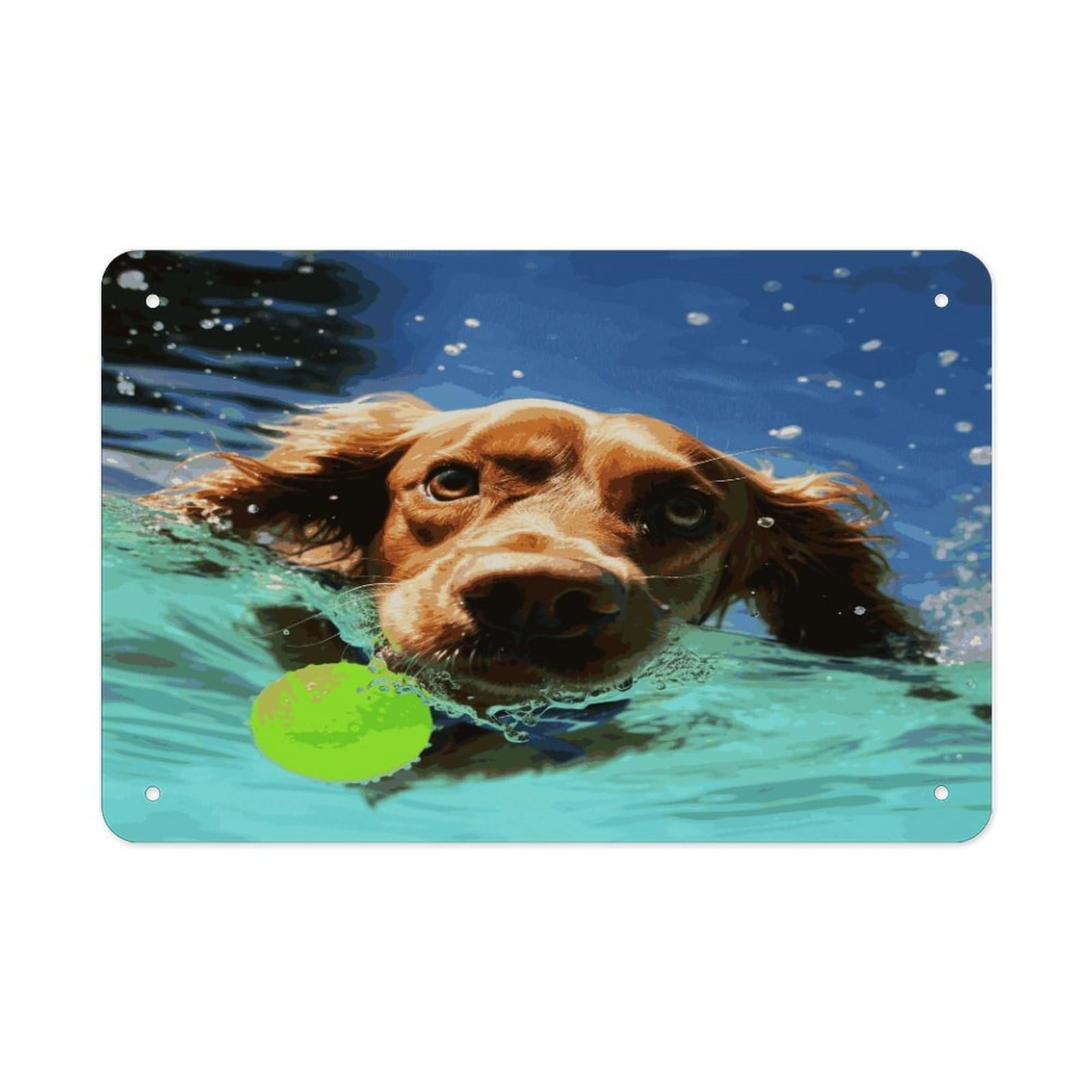 Fekiloot Style Funny Swimming Dog Metal Signs Wall Art Tin Sign