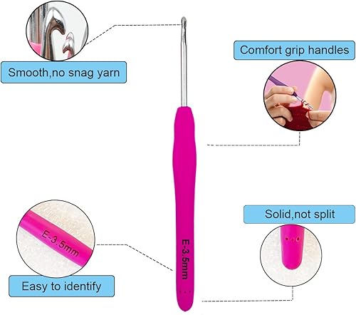 Miniatura 2 de Mdoker Ganchos de ganchillo extralargos, agarre ergonómico, mango suave para ganchillo hecho a mano, agujas de ganchillo para manos artríticas,