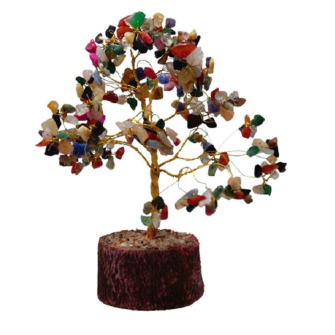 KACHVI Crystals Healing Stones Multi Natural Healing Gemstone Bonsai feng Shui Money Crystal Tree of Life Good Luck Home Office Decor Spiritual Gift (Silver Wire 250 Beads) of 9-11 Inch