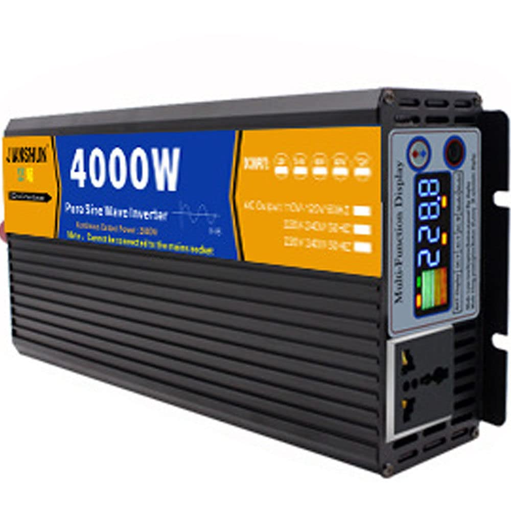 Inversor De Energía De Onda Sinusoidal Pura,3000W 4000W 5000W,Inversor DC 12V24V/48V to AC 110V220V,con puertos de carga USB, y dos ventiladores de refrigeración,24Vto220V-4000W