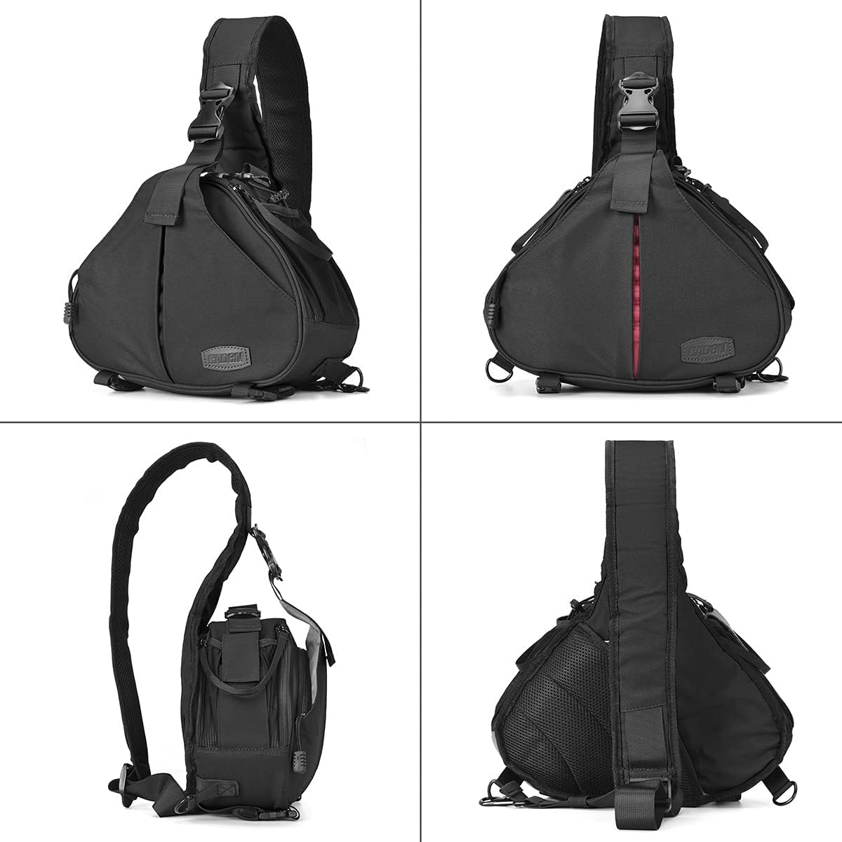 CADeN Sac Bandoulière Appareil Photo Reflex avec Housse Anti-Pluie, Sac à Dos de Photographe Compatible avec Les Appareils Photo Reflex Numériques Canon Nikon Sony（Noir）