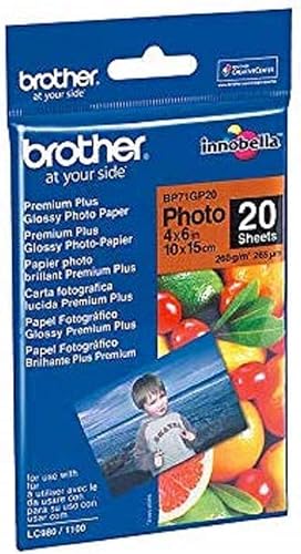 Miniatura 2 de Brother Papel fotográfico BP71GP20, 6 x 4 pulgadas, Premium Plus brillante, 5.9 in (ancho) x 3.9 in (largo), 20 hojas, suministros originales de