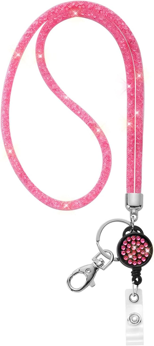SAVORI Bling Keychain Lanyards Cute Lanyard 32.9" Crystal Rhinestone Neck Lanyard Strap for Women Kids Teacher Keys Wallet ID Badge Card Holder (10 Pack, Safety Clasp)
