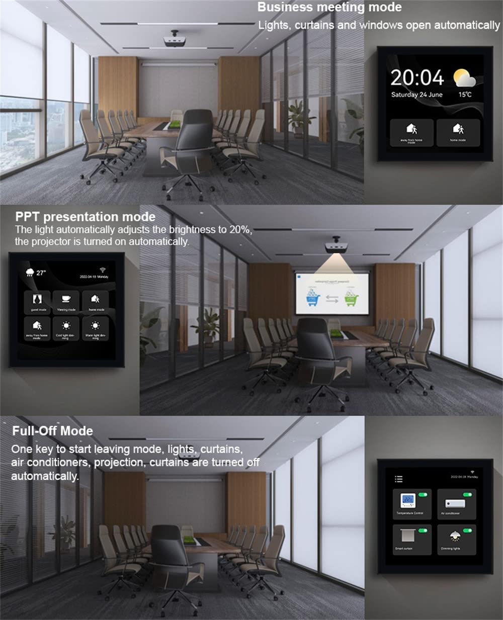 Wyświetlacz przełącznika ściennego WiFi, wielofunkcyjny przełącznik ścienny WiFi Smart Scene APP z wyświetlaczem temperatury czasu, wbudowany bezprzewodowy koncentrator Zigbee, 100 urządzeń podrzędnyc