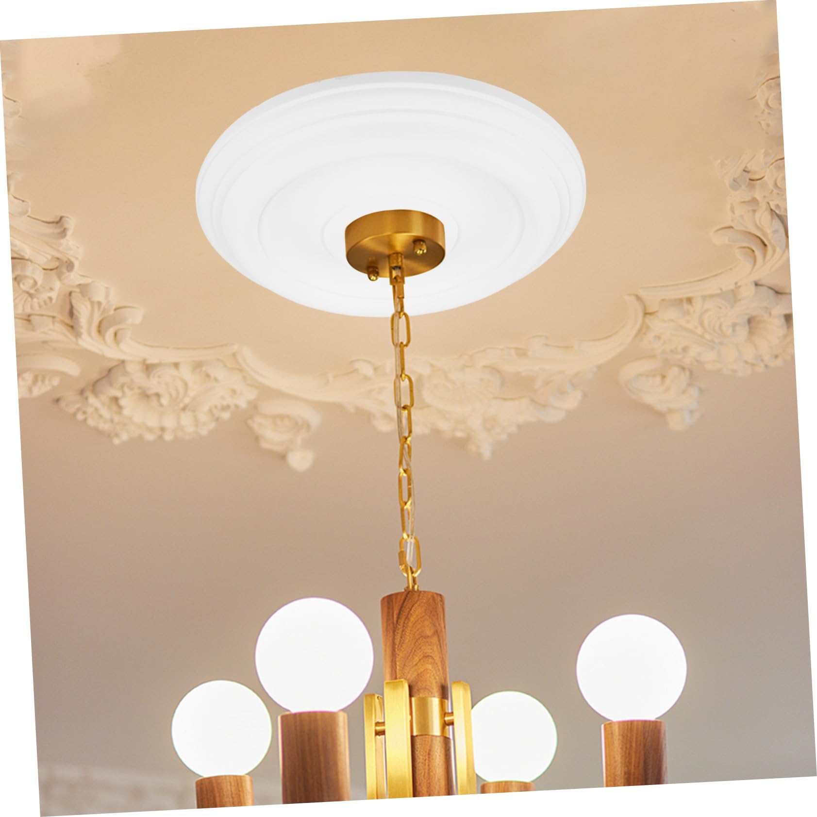 POPETPOP Copri Lampada Facile da Installare in Pu Bianco Soffitto Medaglione da Soffitto Design Moderno Elegante Decorativo