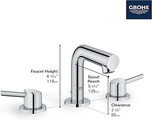 Miniatura 5 de GROHE - Grifo de baño Concetto de 8 pulgadas, con 2 manijas, tamaño chico, latón, de latón, Starlight (20572001)