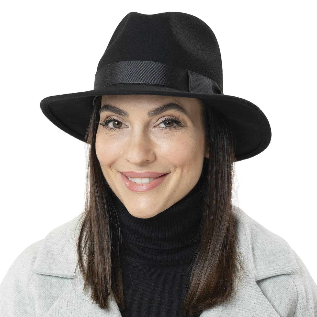 LIPODO New York Cappello Traveller Feltro di Lana Fascia Unicolore Made in Italy Unisex Estate Inverno
